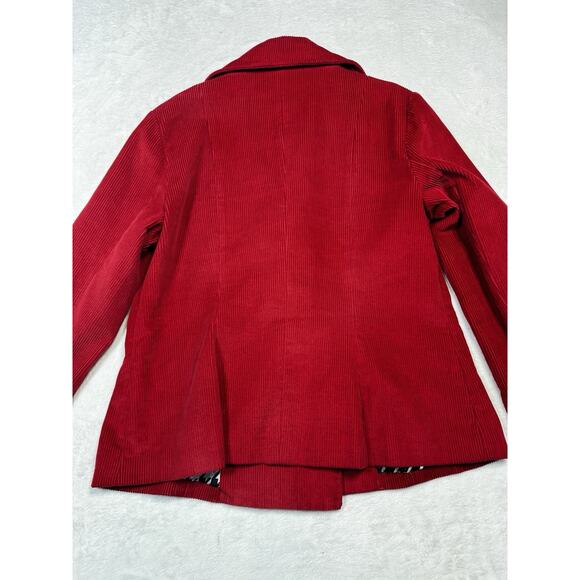 Vintage Anthropolog Luii Red Corduroy Peacoat XL Dble Breasted Retro Mod Jacket - Picture 5 of 8